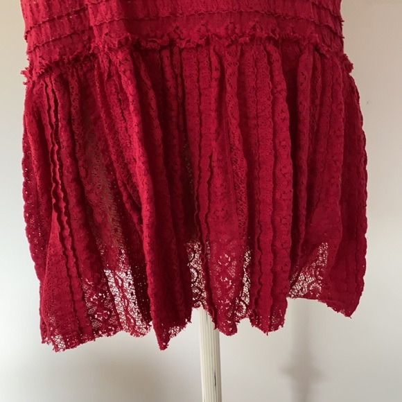 Free People red lace tunic S - Picture 3 of 3